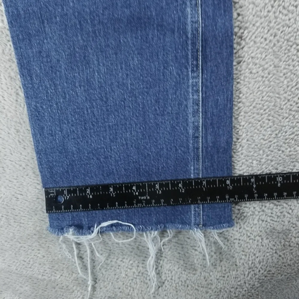 Paige Jeans Womens 30 Blue Colette Crop Flare Mid Rise Raw Fringe Stretch - Picture 9 of 10